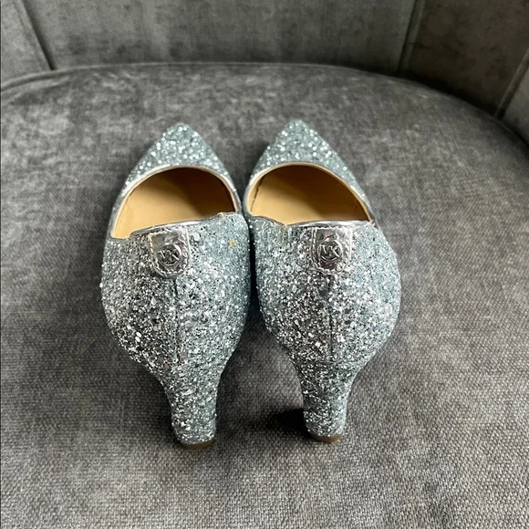 Michael Kors Abbi Flex Silver Glitter Pointed Toe Pumps - Picture 4 of 9